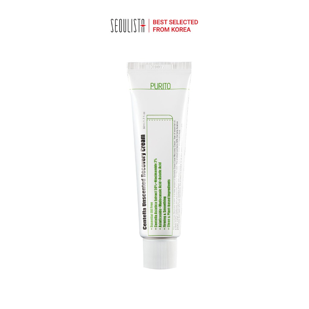 Kem dưỡng chiết xuất rau má không hương liệu PURITO Centella Unscented Recovery Cream