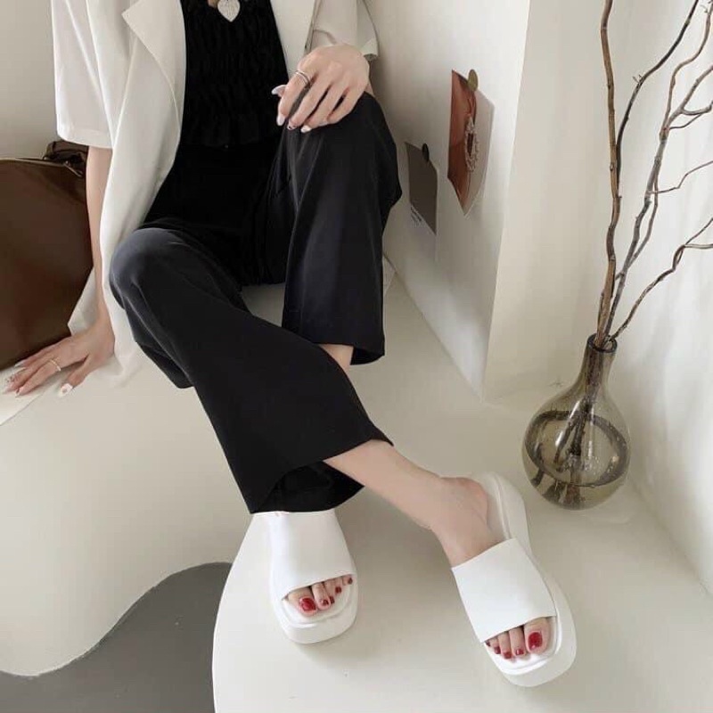 Dép xuồng quai bản ngang màu cao 5p XMM