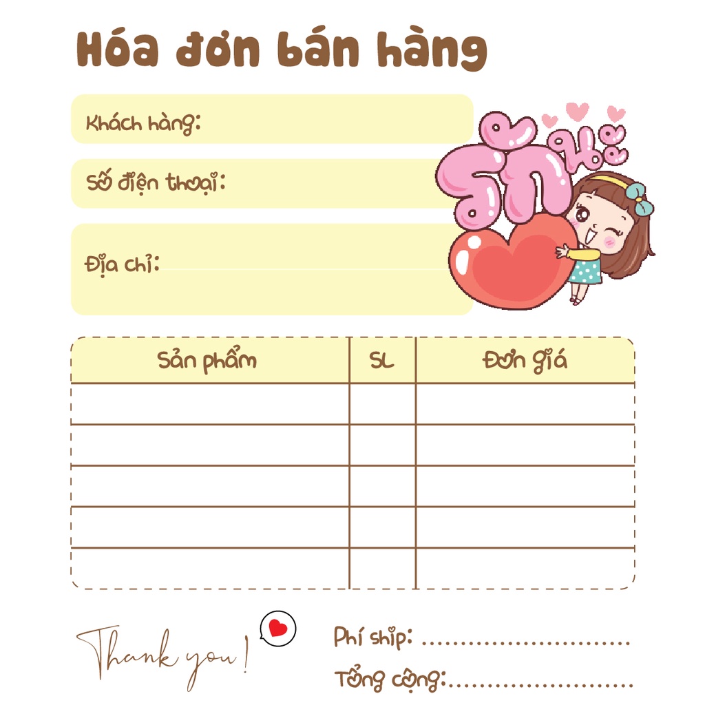 [ Hàng Sẵn ] Hóa Đơn Bán Hàng Mini 1 Liên MIEDIE