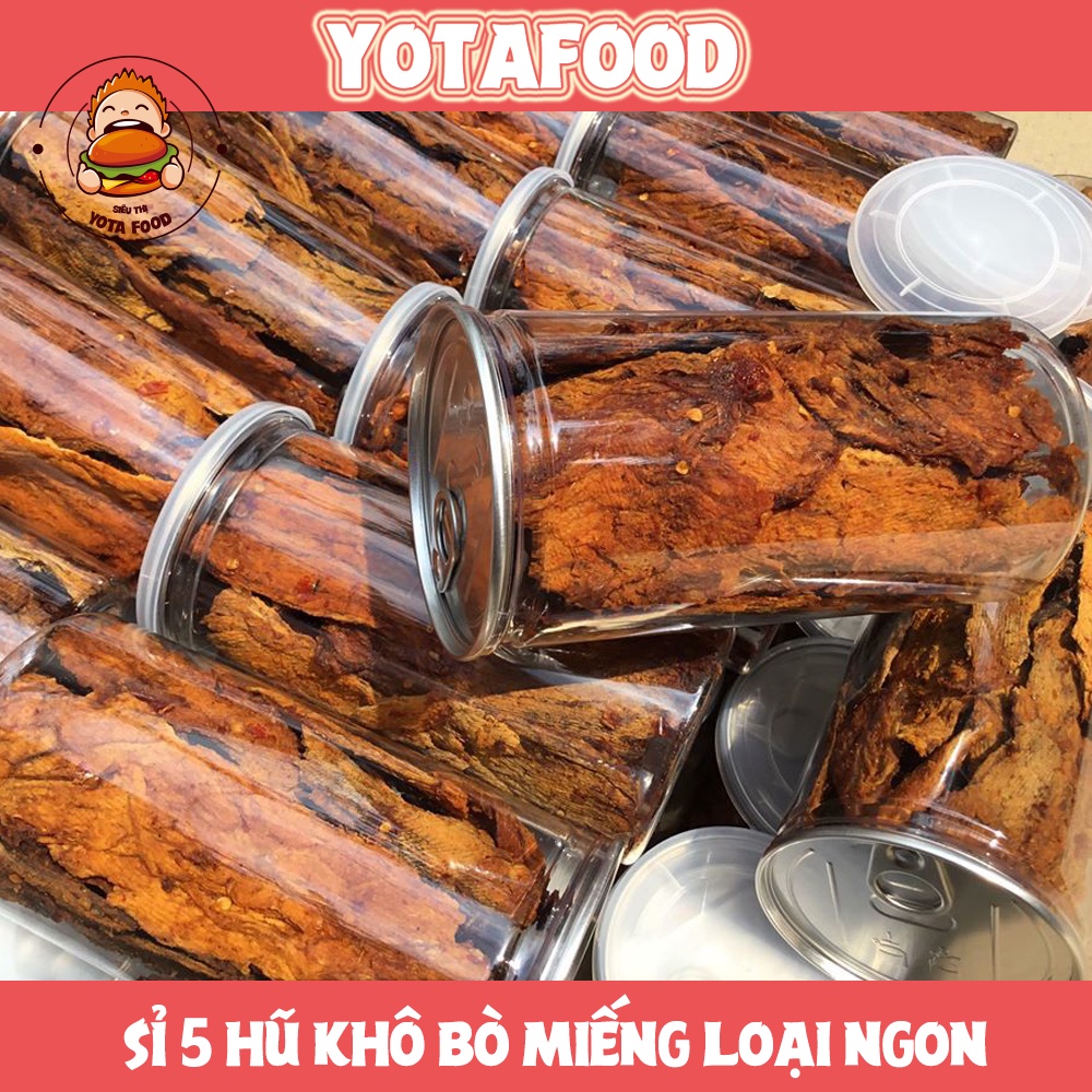 Sỉ 5 hũ PET 300gram Khô bò miếng vị Tứ Xuyên loại 1 | Yotafood
