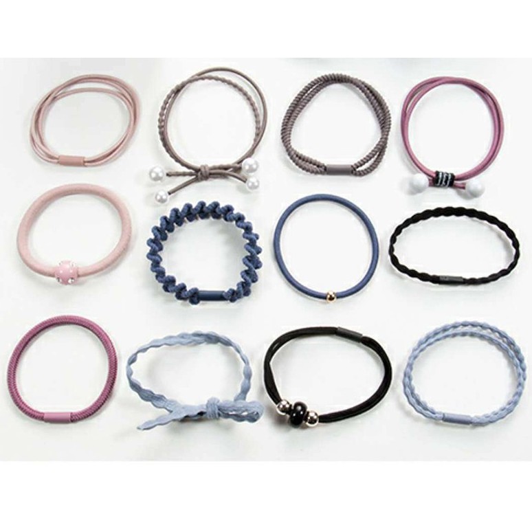 Sét 12 dây buộc tóc Hàn Quốc, dây buộc tóc nhiều màu