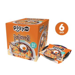 Hộp 6 bộ kẹo dẻo mì trộn tương đen Jajang Hàn Quốc Playmore 60g