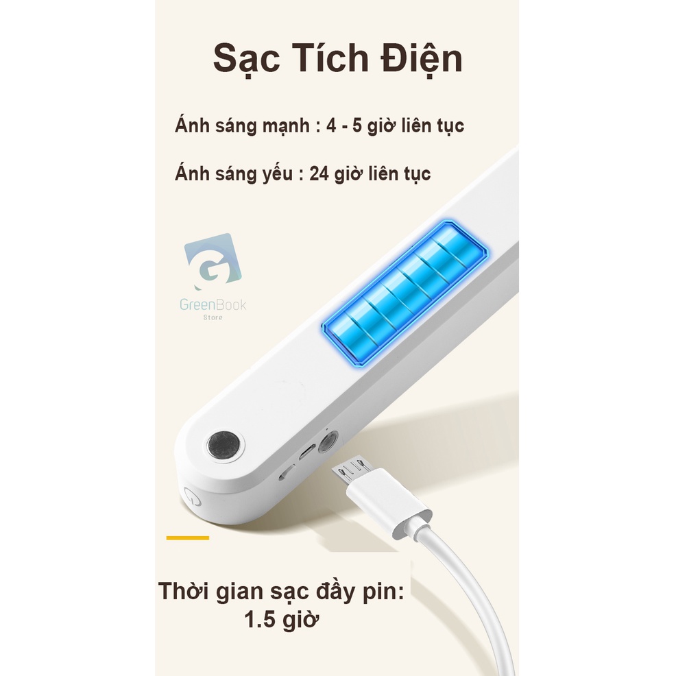 Đèn Học Gắn Tường Sạc Tích Điện 4000mAh | Đèn Led Đọc Sách Có Cảm Biến, Đa Năng Chống Cận 3 Màu Ánh Sáng