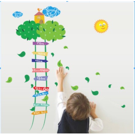 Decal dán tường thước đo cầu thang 7 màu