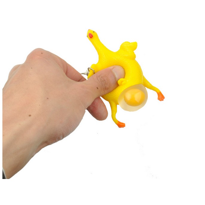 Chicken and Egg Joke Rubber Animal Keyring Keychain-Egg Pops Out Funny Toy Gift