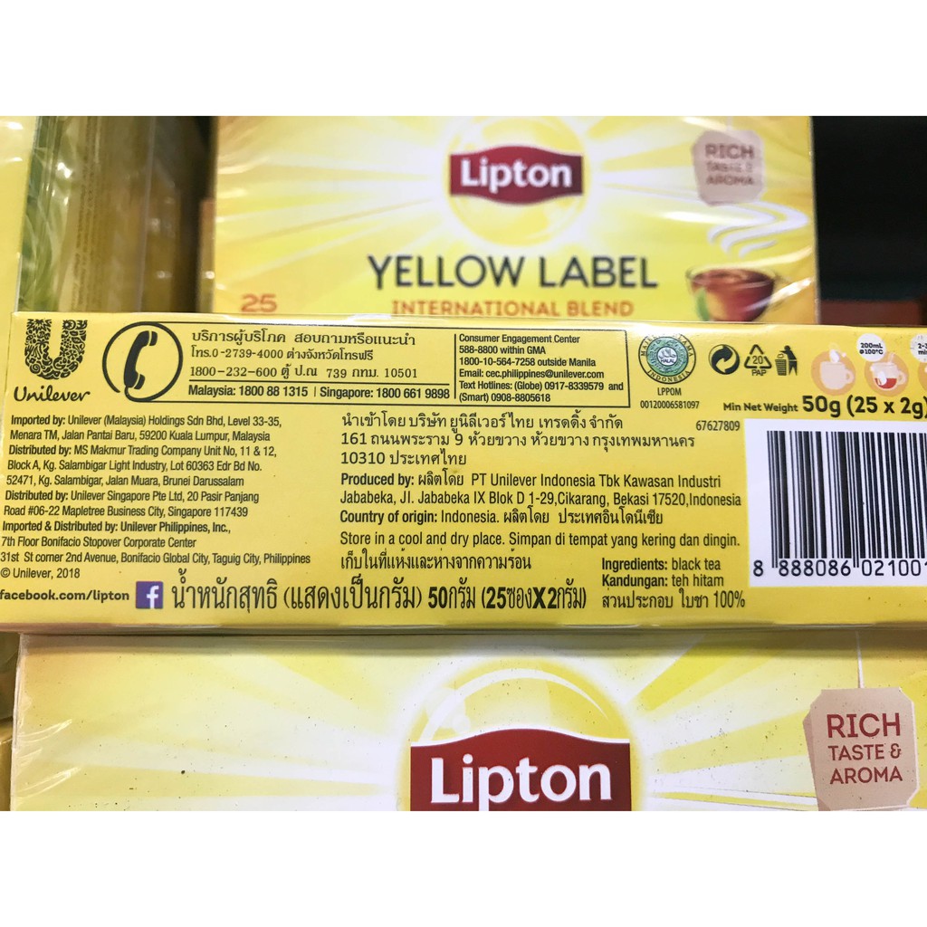 Trà Lipton Nhãn Vàng Yellow Label Bản Quốc Tế Hộp 25 Gói và Hộp 100 Gói