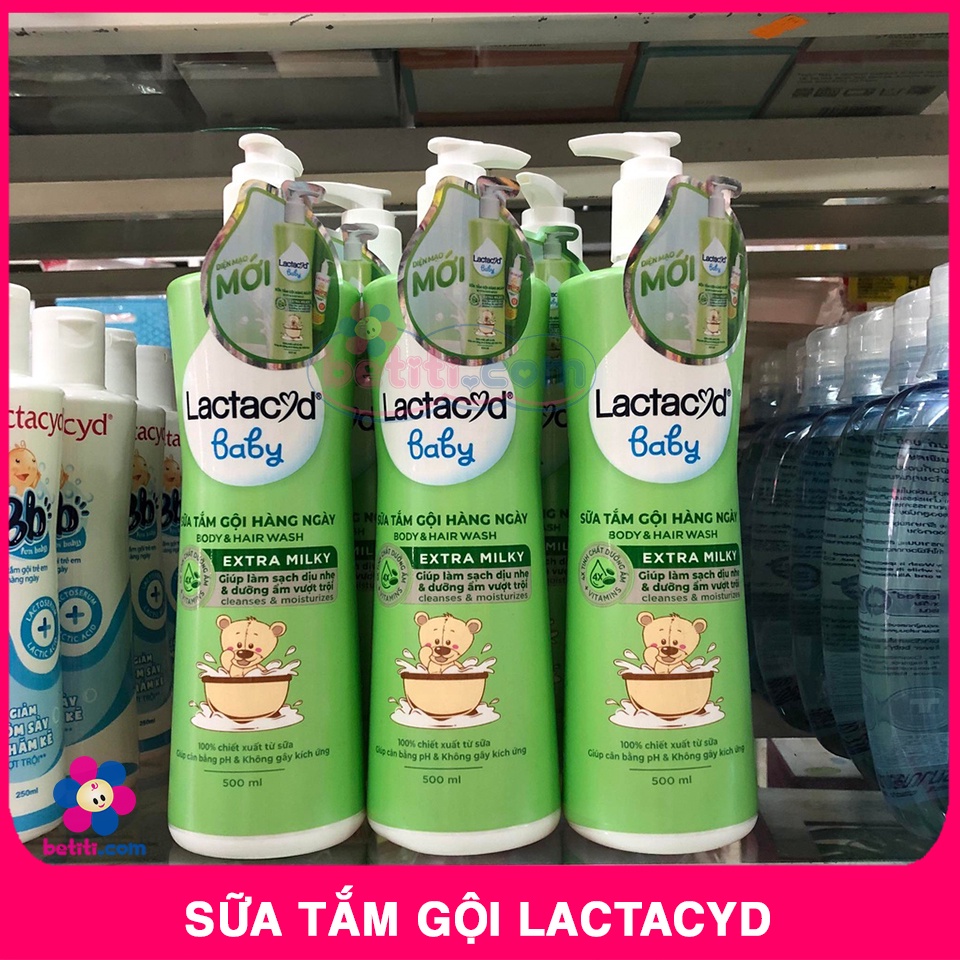 [CHAI LỚN] Sữa Tắm Gội Cho Bé Sơ Sinh Lactacyd Chai 500ml Có Vòi Tiện Lợi Tiết Kiệm