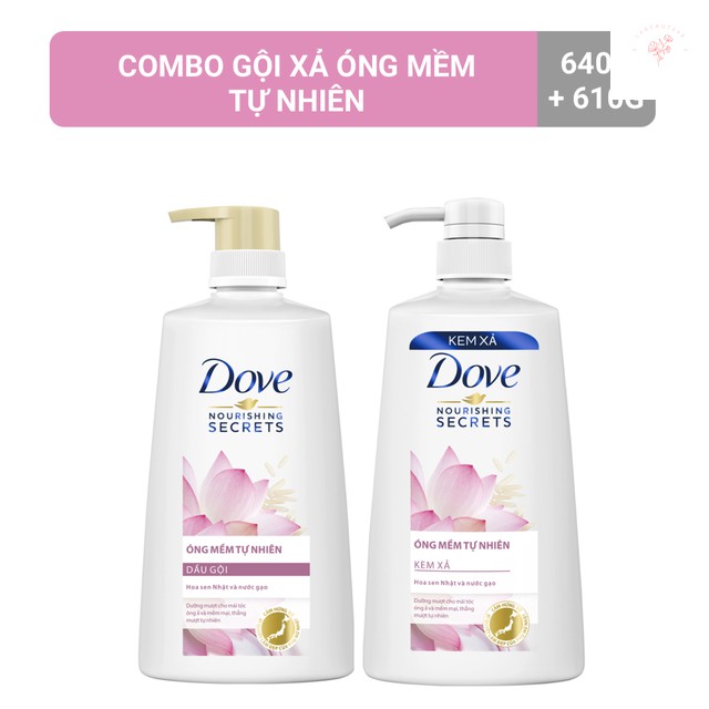 [Mã chiết khấu giảm giá sỉ mỹ phẩm chính hãng] Combo dầu gội 640gr + dầu xả 610gr Dove thiên nhiên Óng mềm tự nhiên