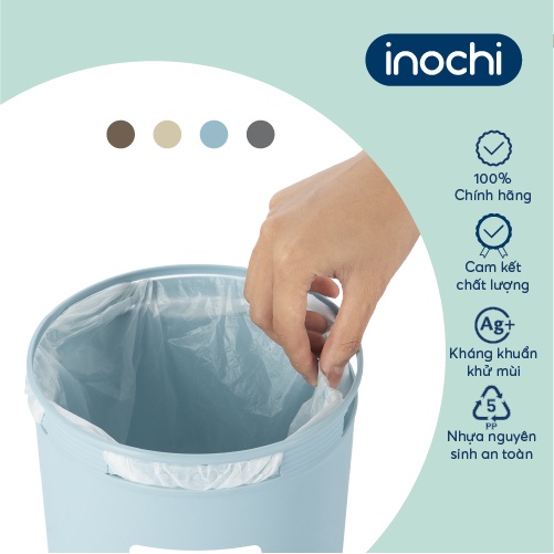 Sọt rác Inochi - Hiro 5L màu Xanh/Ghi/Nâu