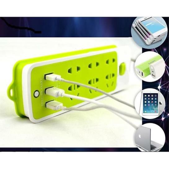 Ổ CẮM ĐIỆN 6 JACK CẮM VÀ 3 CỔNG USB KÈM 2,5M DÂY DẪN