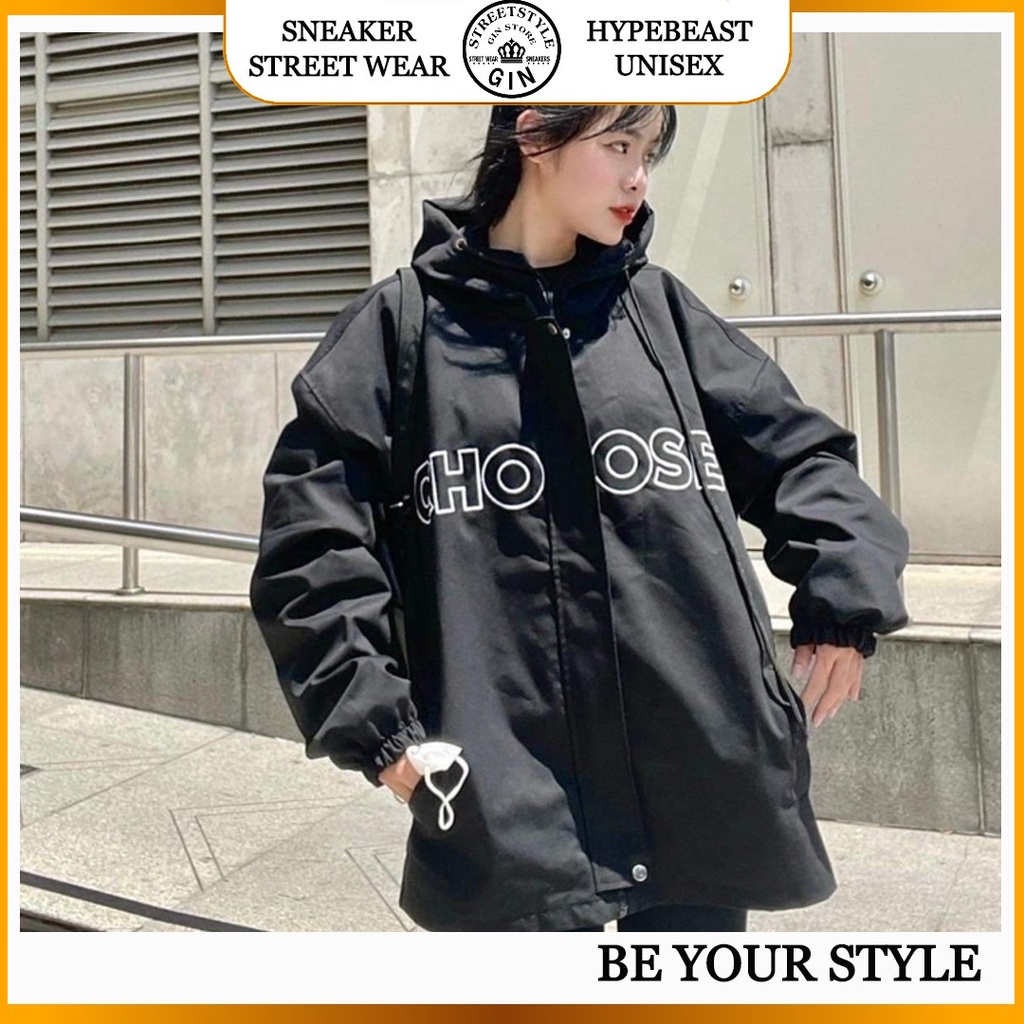 Áo khoác dù taobao CHOOSE form rộng unisex nam nữ chất kaki vải lót dù dày dặn 2 lớp phong cách ulzzang - Gin Store