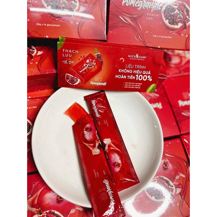 Thạch lựu giảm cân hari stote thạch lựu giảm cân collagen Go X Pomegrante Matxicoprp chính hãng hộp 14 gói