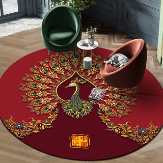 New Chinese style round carpet living room study light luxury ethnic style national fashion room carpet bedroom bedside round mat CGTW