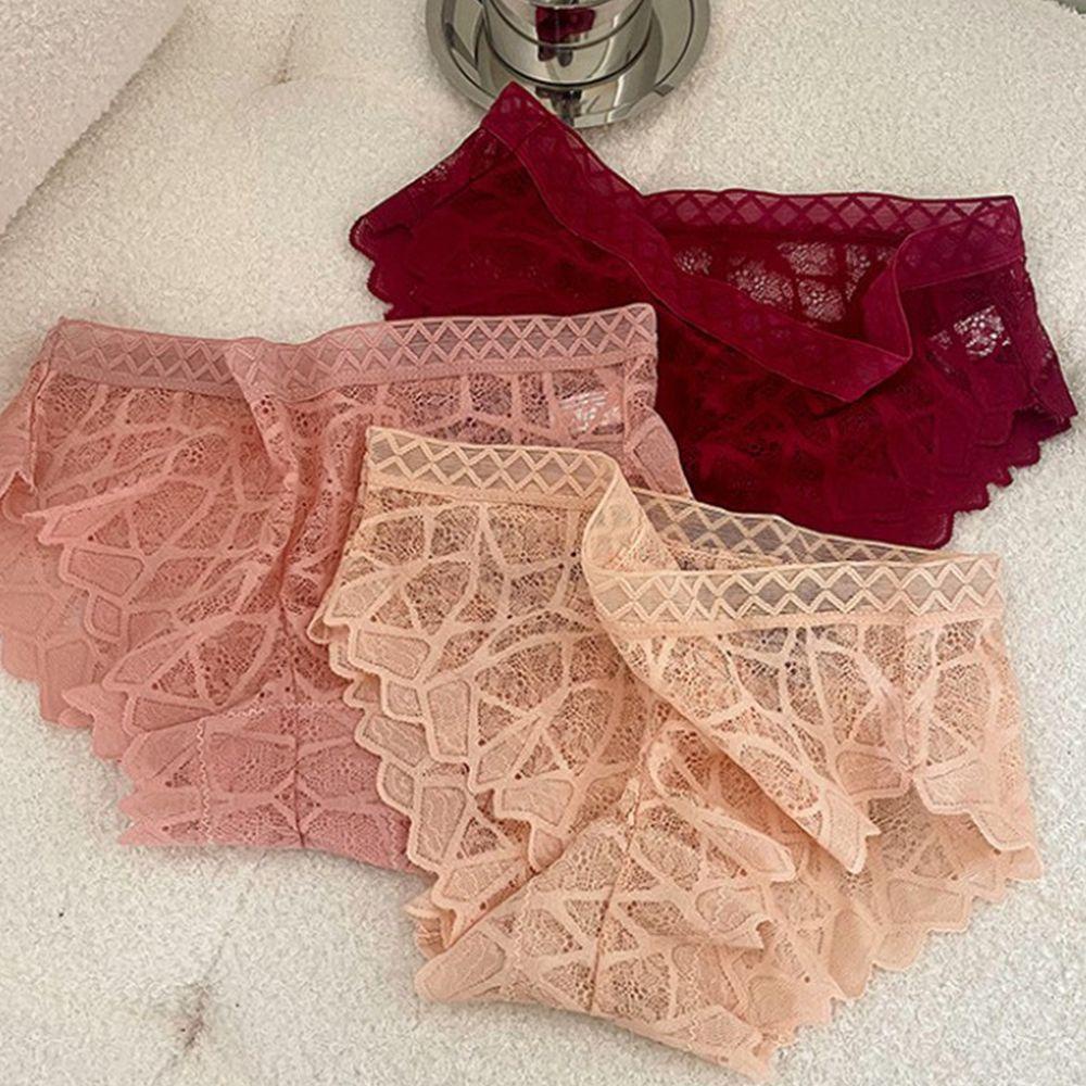 BACK2LIFE Quần Lót Cotton Lưng Vừa Phối Ren Thoáng Khí Thoải Mái Thời Trang Cho Nữ