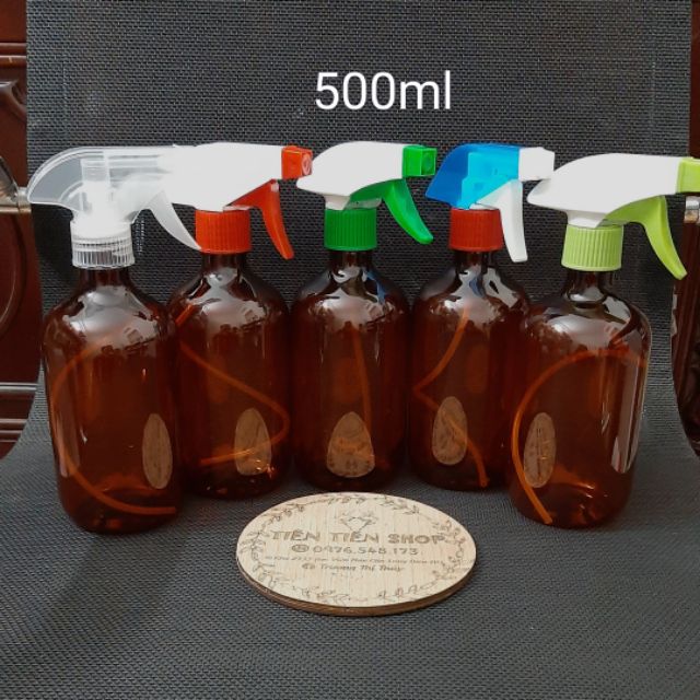 Chai nhựa nâu bầu cao 500ml xịt kính