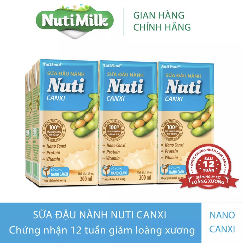 Thùng 36 Hộp Sữa Đậu Nành Nuti Canxi 200ml