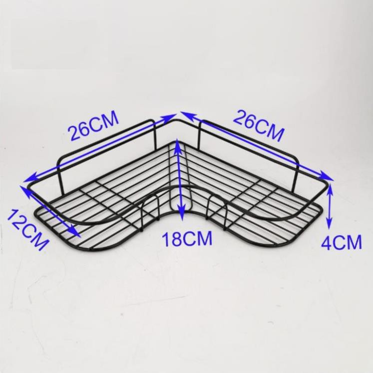 Kệ góc dán tường nhà tắm, kệ góc dán tường nhà bếp bằng kim loại sơn tĩnh điện kèm miếng dán