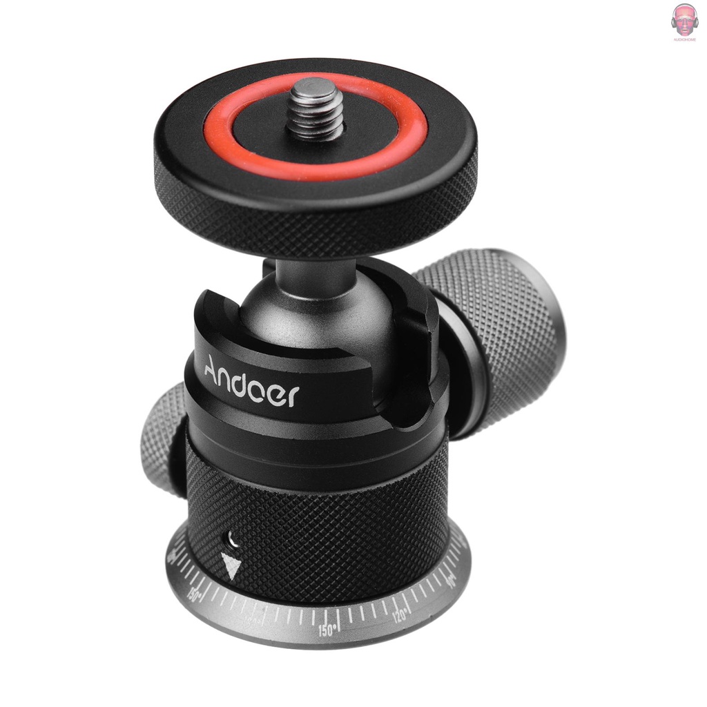 Đầu bi Andoer chất liệu hợp kim nhôm xoay 360 độ kèm đế đỡ 1 / 4 cho máy ảnh Dslr