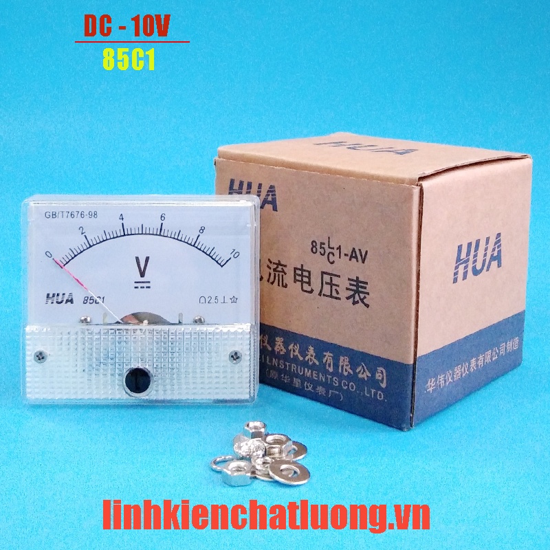 Vôn kế cơ DC 10V 85C1 đo áp 0-10V chính hãng HUA