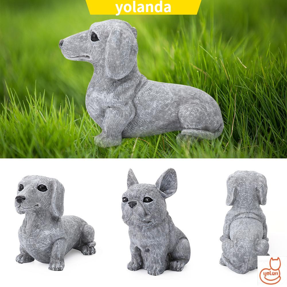 ☆YOLA☆ for Dog Lovers Garden Decor Table Centerpiece Dog Figurines Dog Statue Gift Lifelike Dachshund Sculpture Patio Lawn Memorial