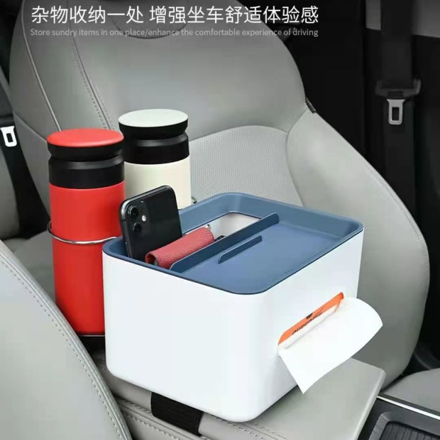 Hộp Đựng Khăn Giấy Gắn Tay Vịn Xe Hơi Có Nắp Đậy Giá Đỡ Cố Định