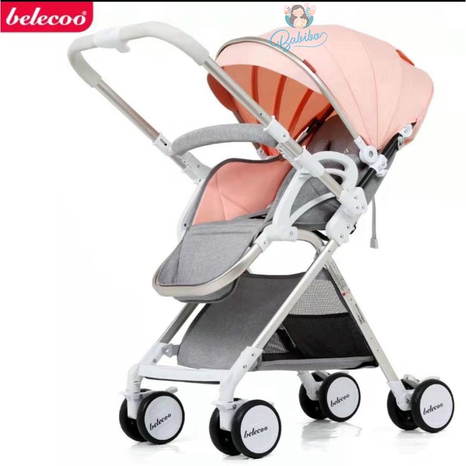 Xe đẩy gấp gọn 2 chiều Babibokids, xe đẩy chính hãng Belecoo A8 có mái che cho bé phù hợp cho trẻ sơ sinh đến 5 tuổi