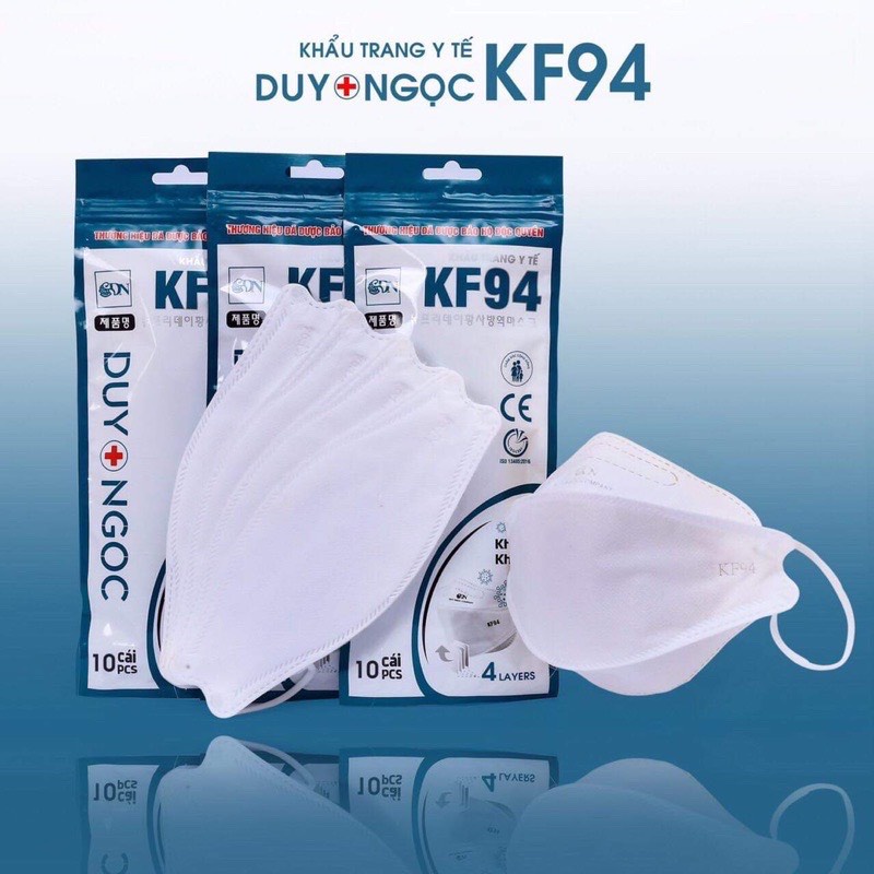 Combo 5 túi khẩu trang y tế KF94 chính hãng công nghệ Hàn Quốc chống bụi kháng khuẩn, túi 10 cái duy ngọc
