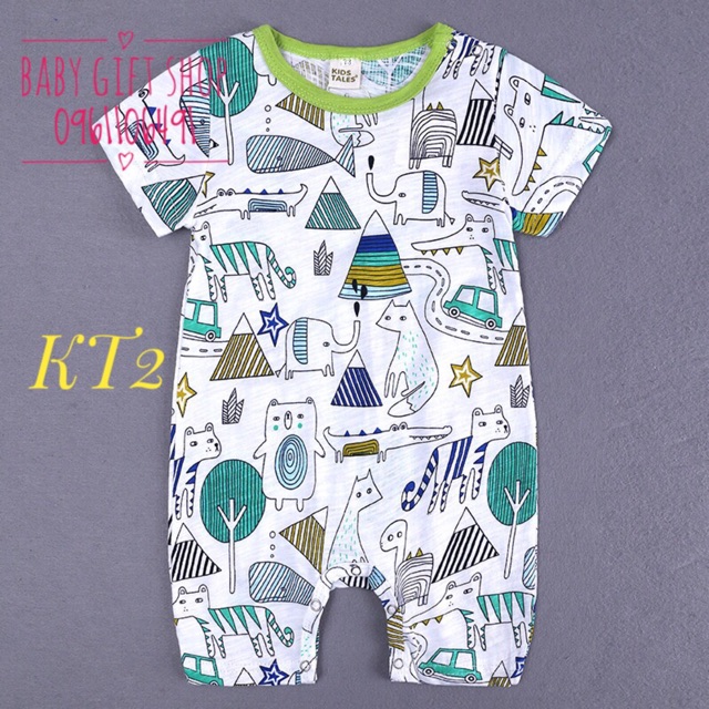 Body sơ sinh cotton Kids Tales cộc tay mùa hè bé trai / bé gái xuất Âu Mỹ