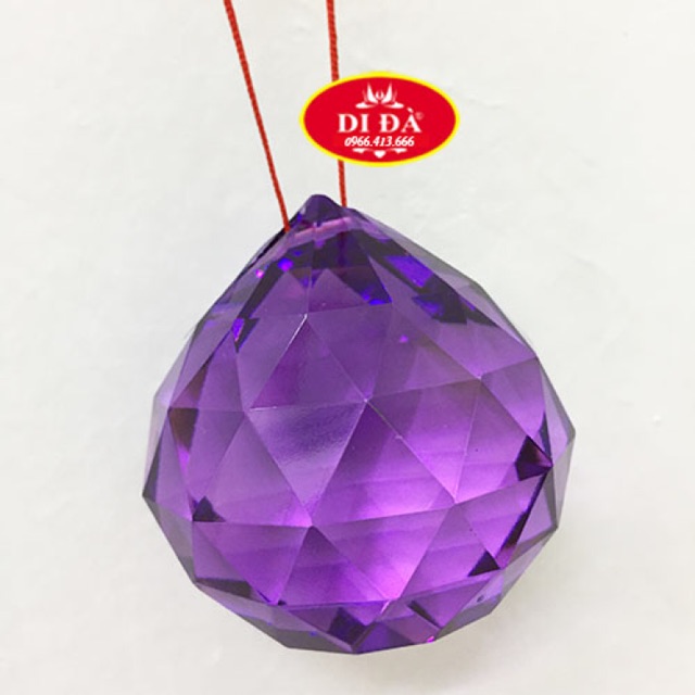 Quả cầu treo phong thuỷ pha lê màu tím 4cm hợp mệnh Thổ, mệnh Hoả đồ trang trí phong thuỷ