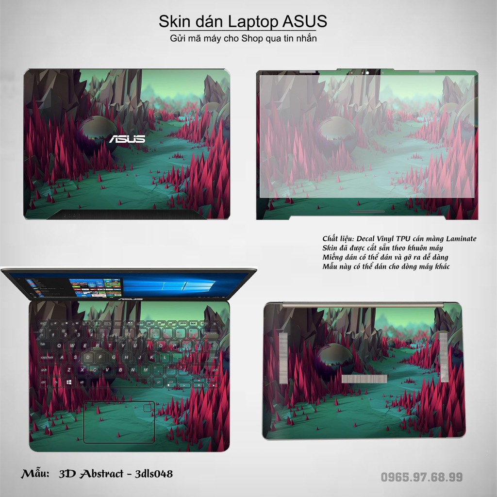 Skin dán Laptop Asus in hình 3Ds (inbox mã máy cho Shop)