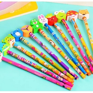Bút Chì kèm Tẩy Nhiều Hình Dễ Thương Cho Bé Trai Và Bé Gái Đi Học
