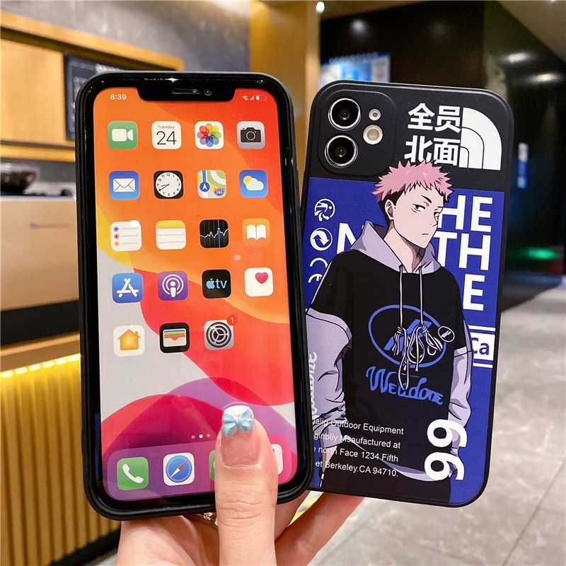 Ốp Điện Thoại Silicon Mềm Dáng Vuông Họa Tiết Jujutsu Kaisen Thời Trang Cho iPhone 13