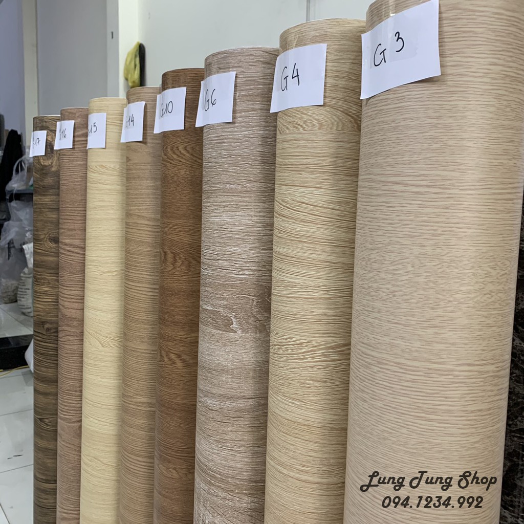 Decal vân gỗ - giấy dán tường bàn tủ vân gỗ có sẵn keo