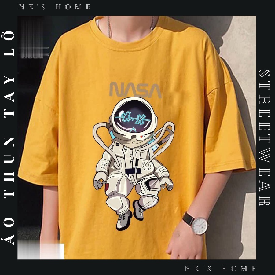 Áo thun tay lỡ unisex cho nam nữ kiểu dáng sad boy in hình PHI HÀNH GIA NASA thiết kế form rộng
