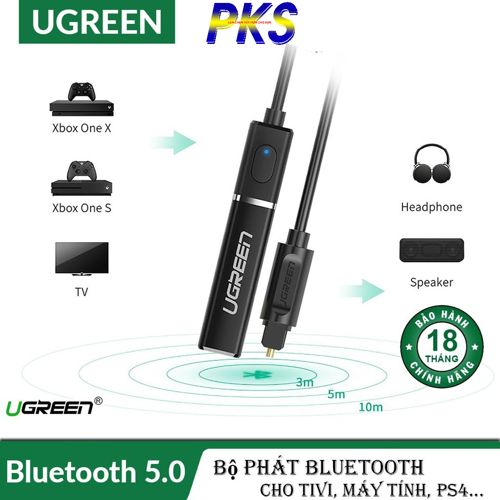 Bộ phát bluetooth 4.2 hỗ trợ APTX Ugreen 50213 chuẩn Quang Optical