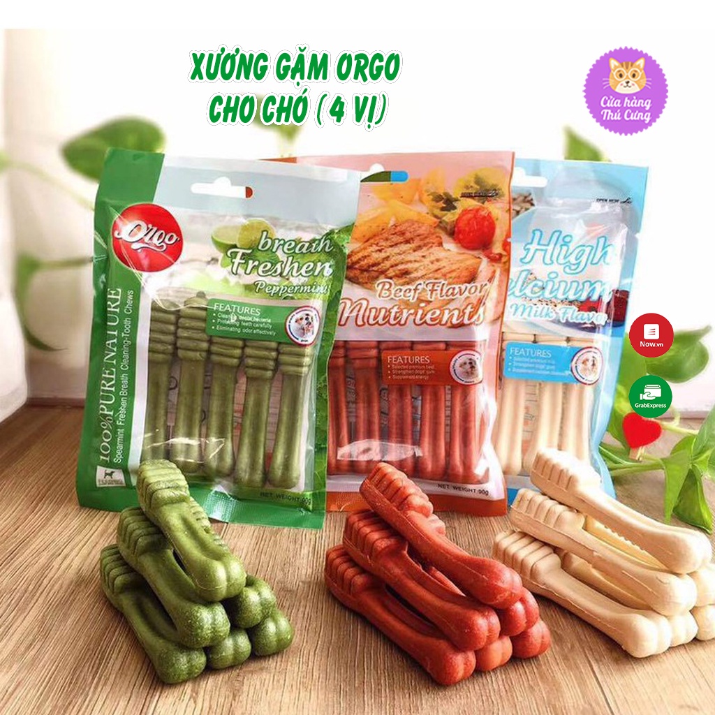 Xương Gặm Orgo Sạch Răng Thơm Miệng Bổ Sung Canxi Cho Chó Vị Thịt Bò Sữa