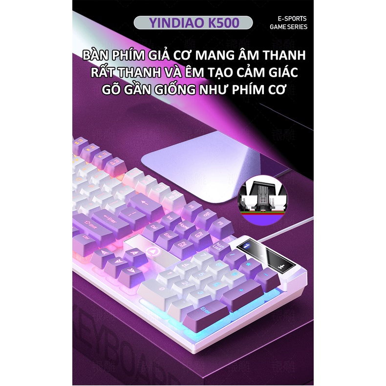 Bàn phím giả cơ YINDIAO K500 đa dạng màu sắc kèm theo đèn led 7 màu xuyên phím dành cho game thủ - NK