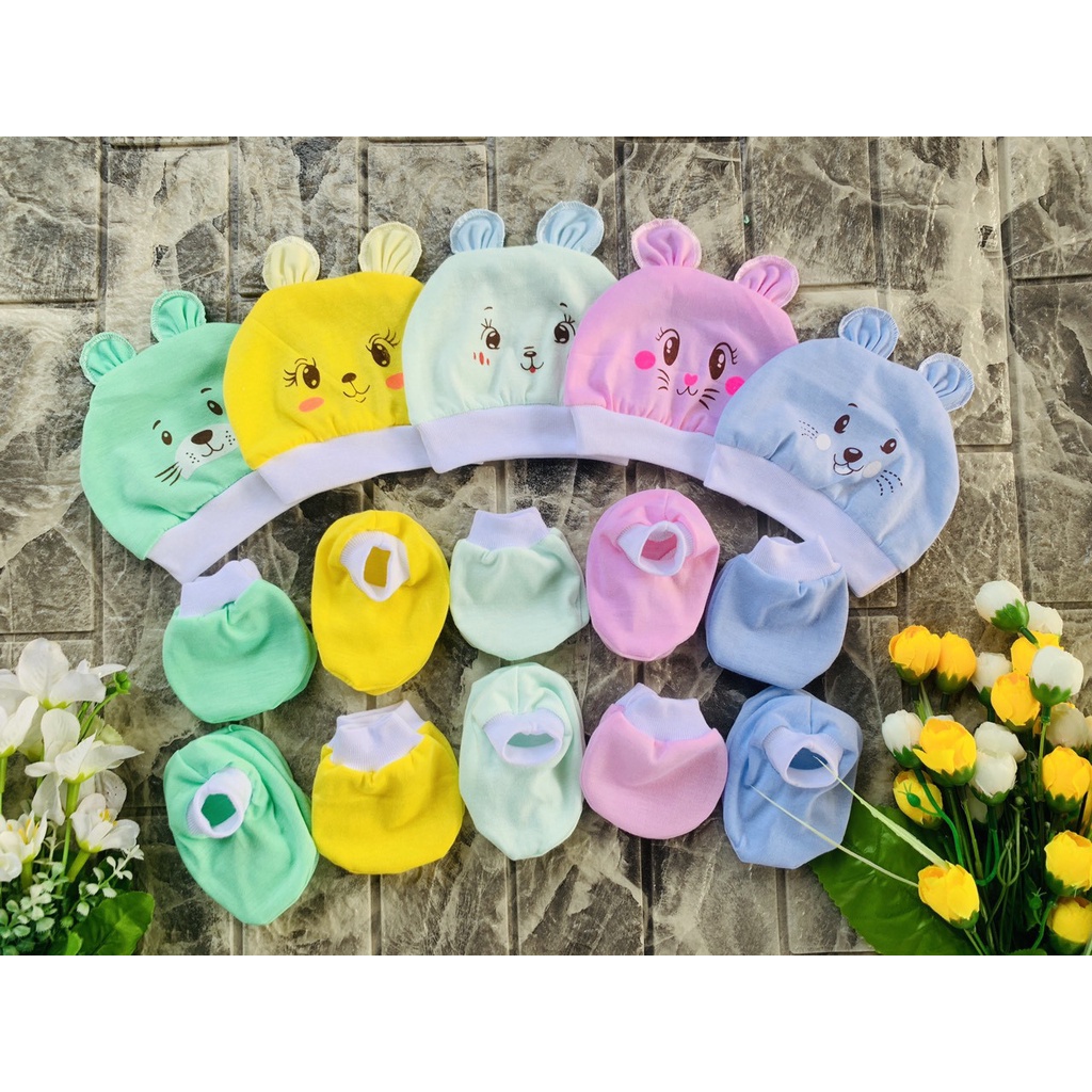 Set mũ kèm bao tay bao chân cho bé