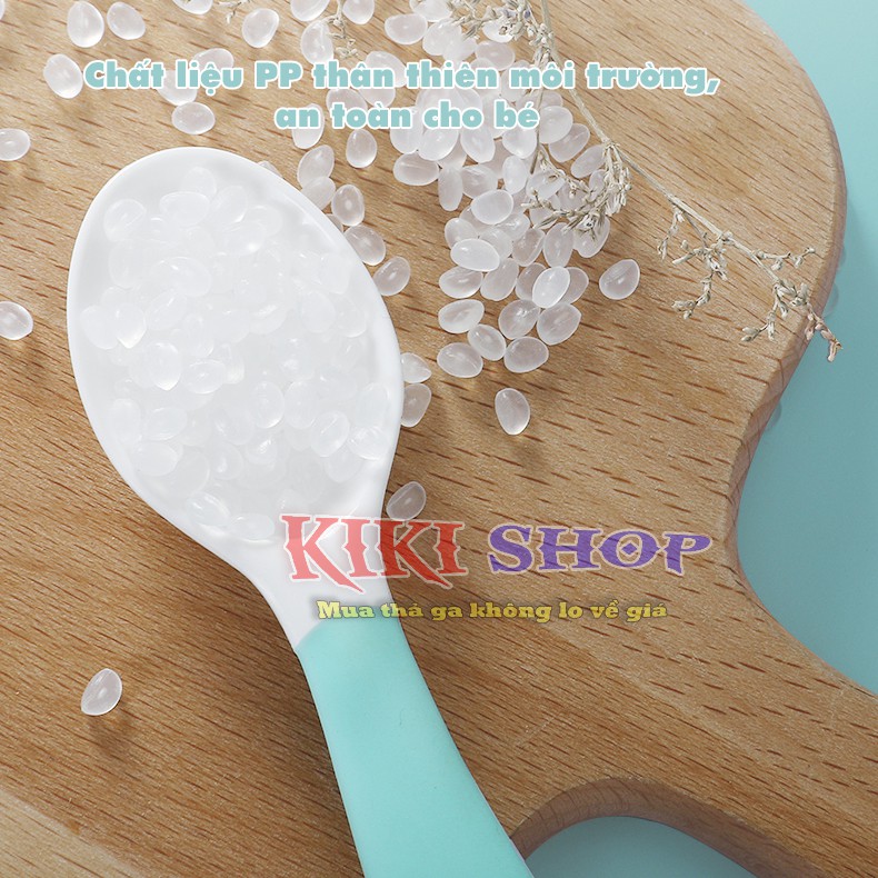 Thìa ăn dặm cho bé ZIYI, thìa dĩa uốn cong silicon, muống ăn dặm kèm hộp đựng cho bé, Kiki shop