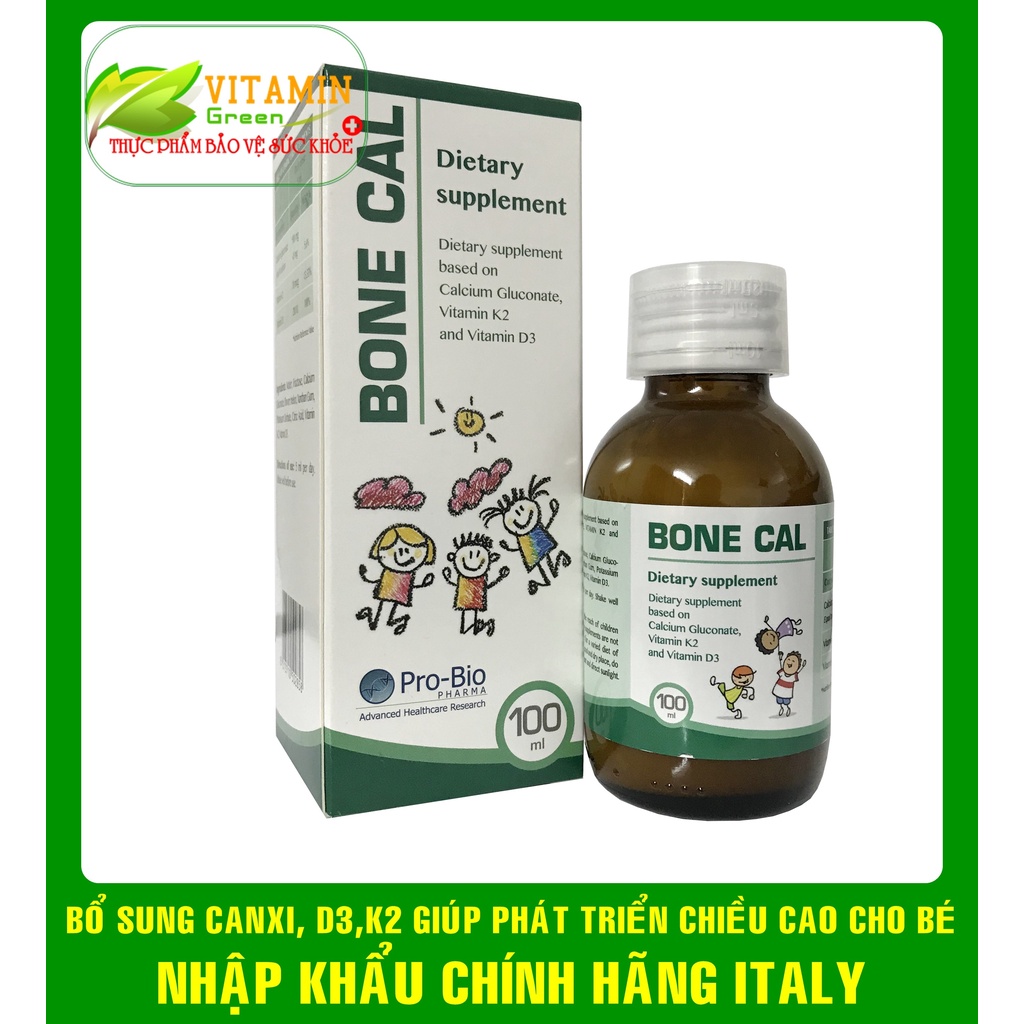 CANXI HỮU CƠ CHO BÉ BONE CAL BỔ SUNG CANXI VITAMIN D3-K2 GIÚP PHÁT TRIỂU CHIỀU CAO TỐI ƯU | NHẬP KHẨU CHÍNH HÃNG ITALY