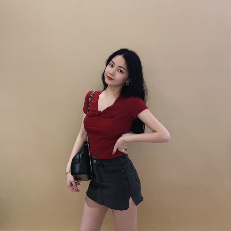 COZOK Chân váy denim lưng cao xẻ tà quyến rũ