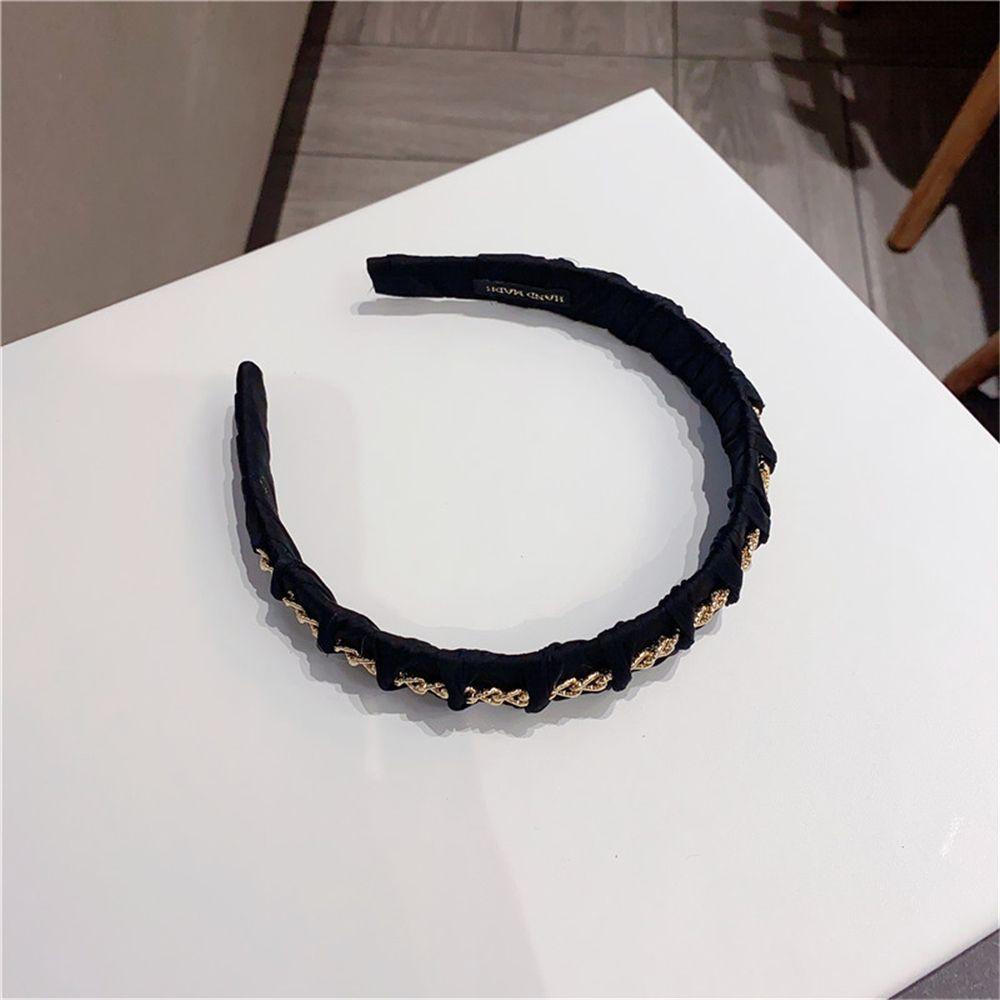 SHOUKEY Kẹp Tóc Kim Loại Màu Đen Phối Chuỗi Xích Handmade Thanh Lịch Cho Nữ