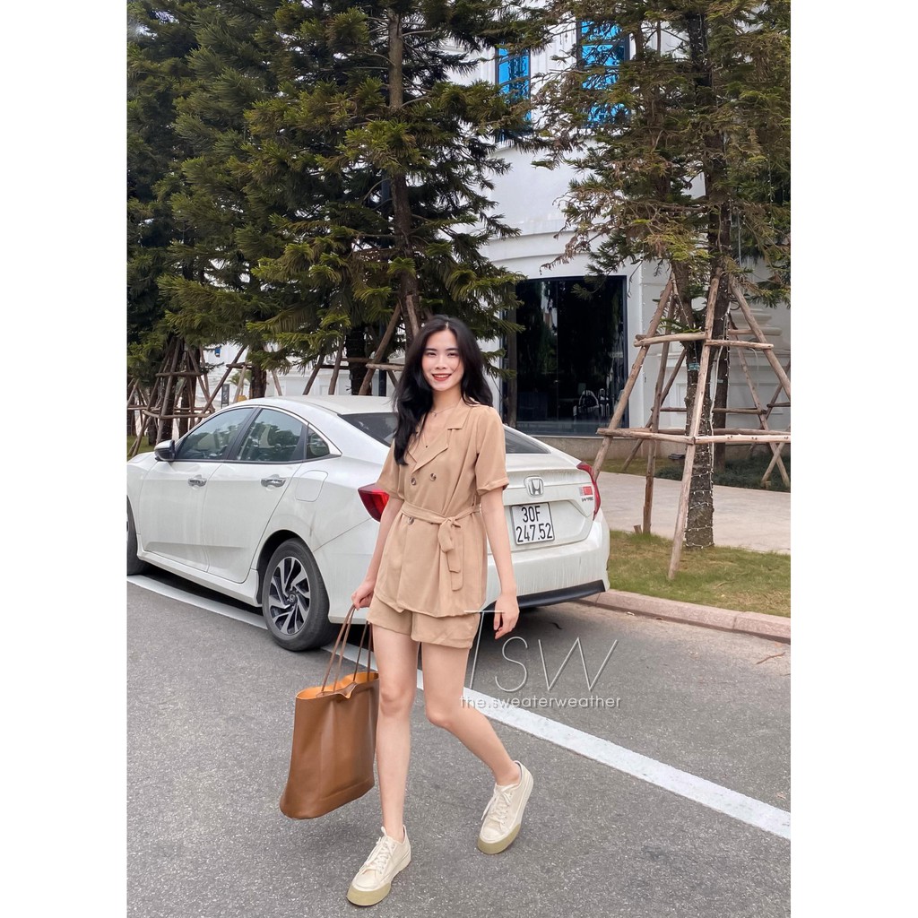 Set áo blazer kèm quần short thắt eo (Ảnh thật) | BigBuy360 - bigbuy360.vn