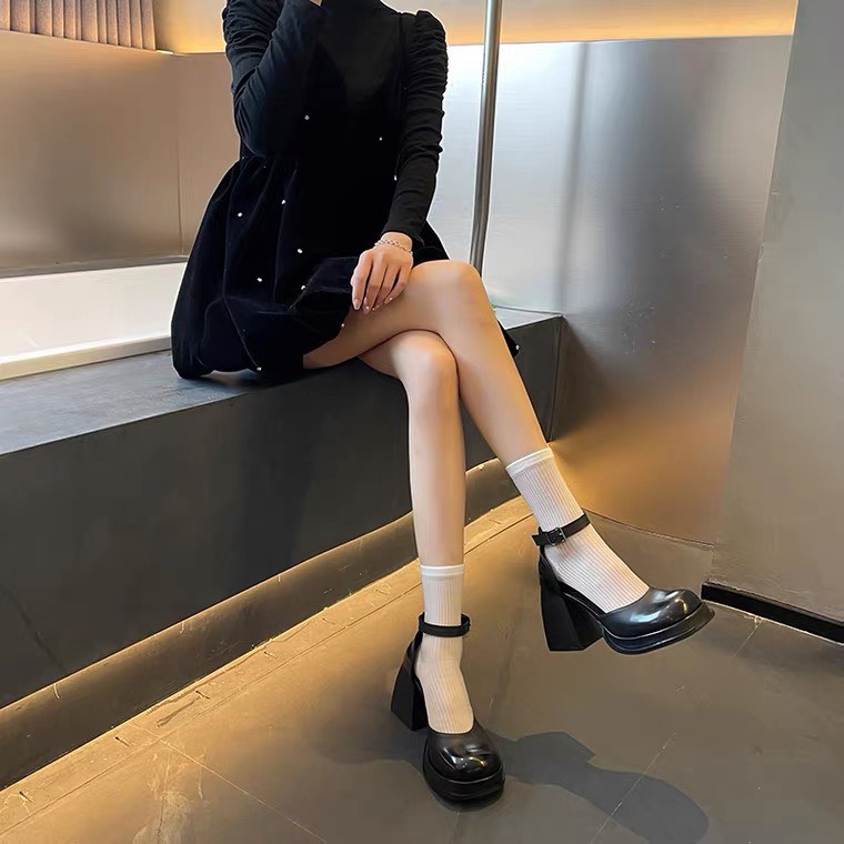 [ SẴN FULLSIZE - SHIP HỎA TỐC ] Giày Mary Janes quai gài phong cách Anh Quốc cổ điển - Giày đế cao 9cm dành cho nữ