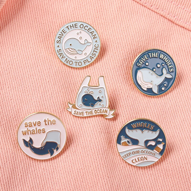 Pin cài áo Save the Ocean thông điệp bảo vệ môi trường biển - GC458