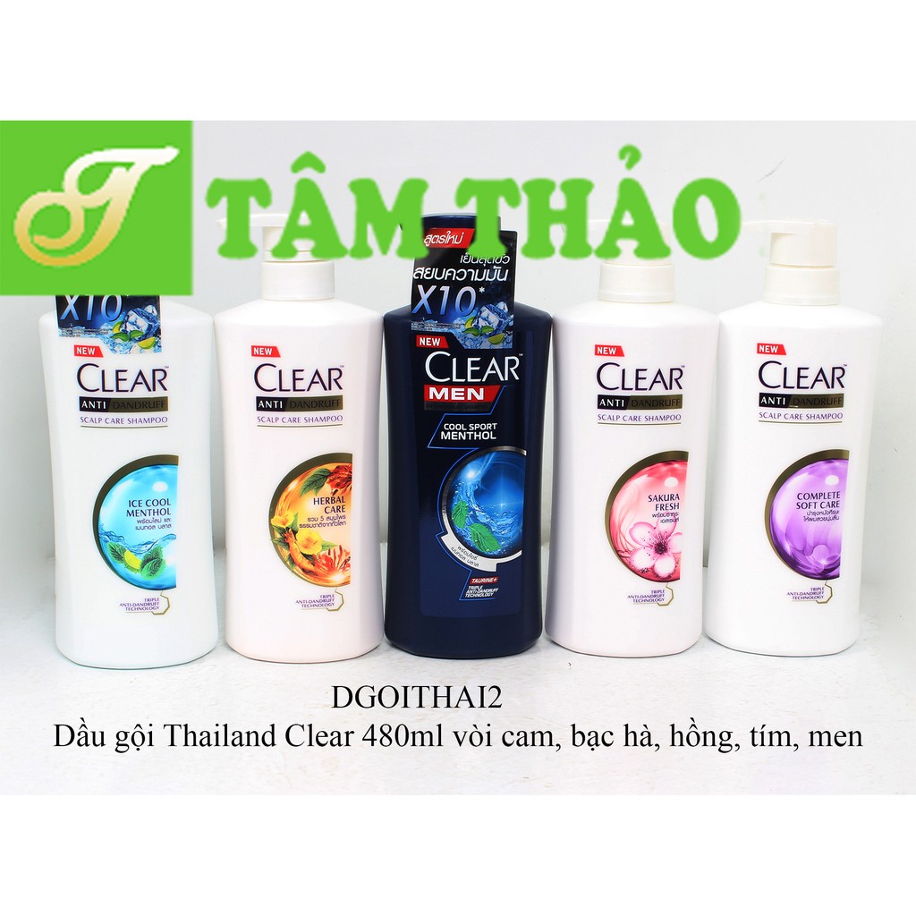 Dầu gội Clear Thái Lan 450ml Thảo dược, Bạc hà, Hồng, Tím, Men 8851932391542,8851932391573,8851932391559,8851932391627