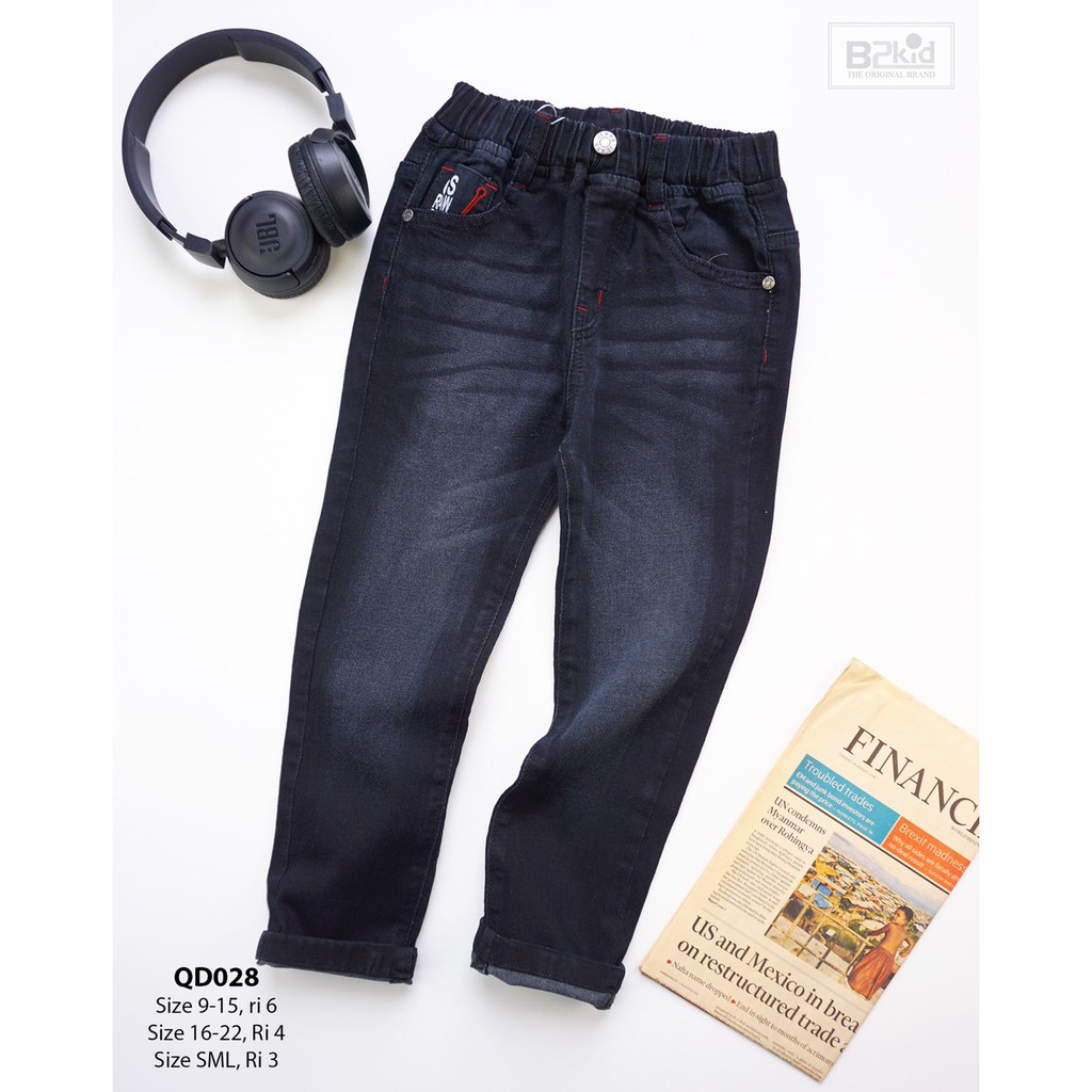 Quần Jean Dài Đen B2K Bé Trai size 28kg đến 59kg