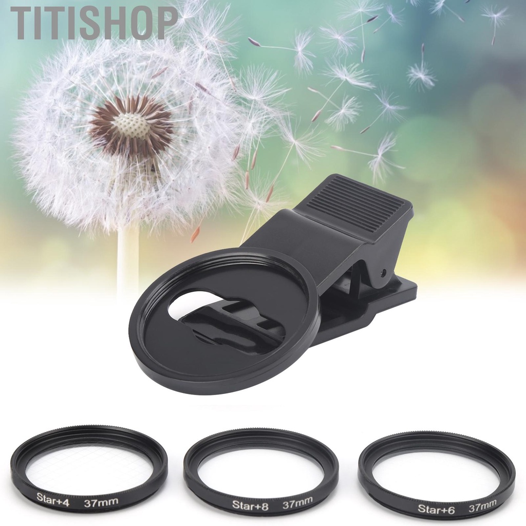 Titishop 4/6/8 Points Phone Star Lens Filter with 37MM Clip for iPhone/Xiaomi
