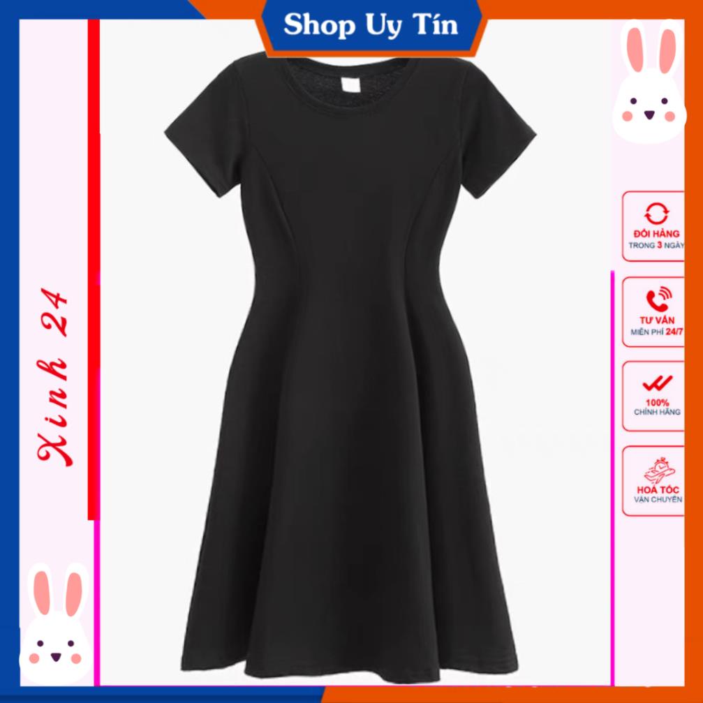 Đầm Nữ Body Đen Viền Bèo Váy Cộc Tay Xinh 24 Chất Thun Gân Dáng Ngắn thiết kế xinh xắn | BigBuy360 - bigbuy360.vn