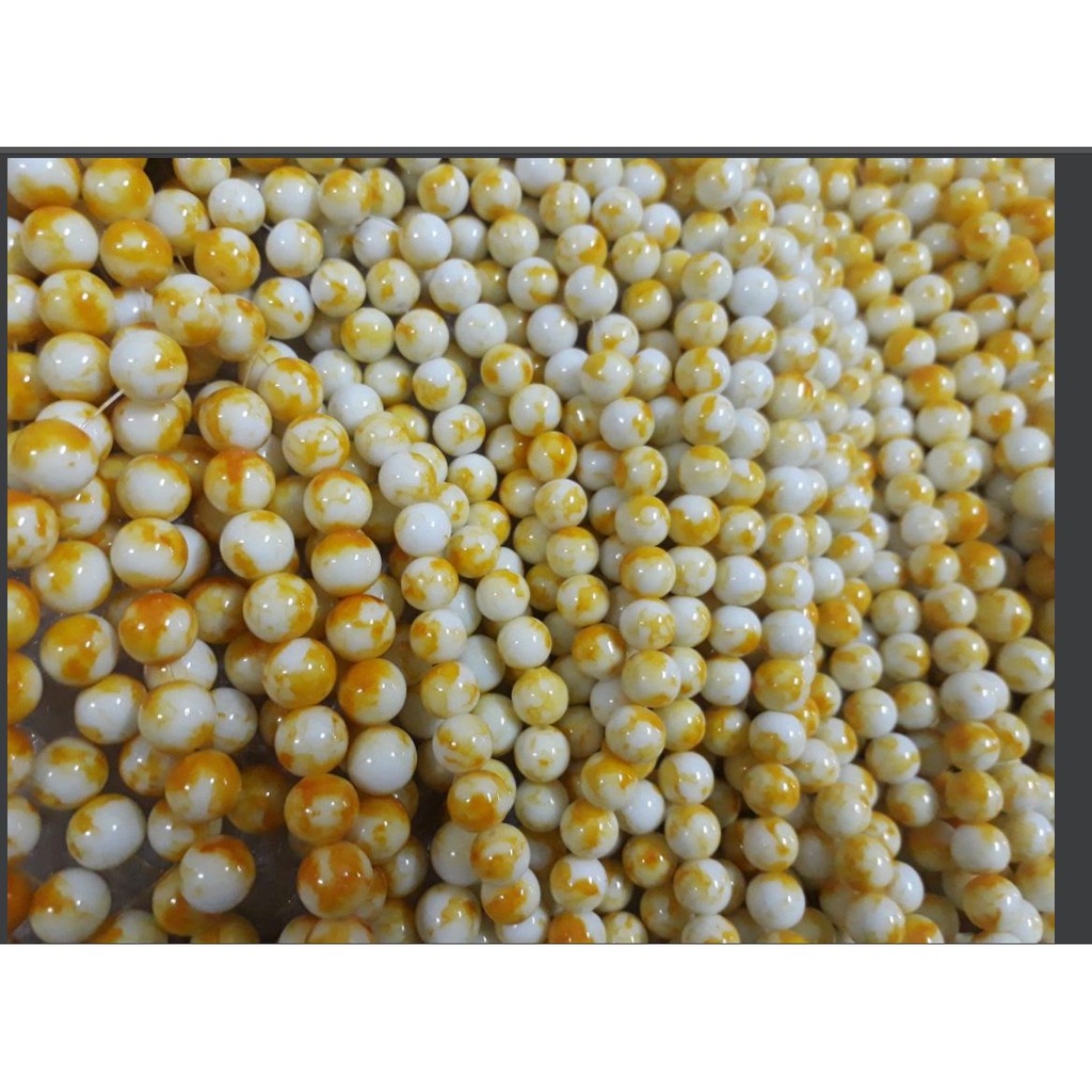 Hạt đá nhân tạo làm vòng phong thủy trắng vàng 8-12ly